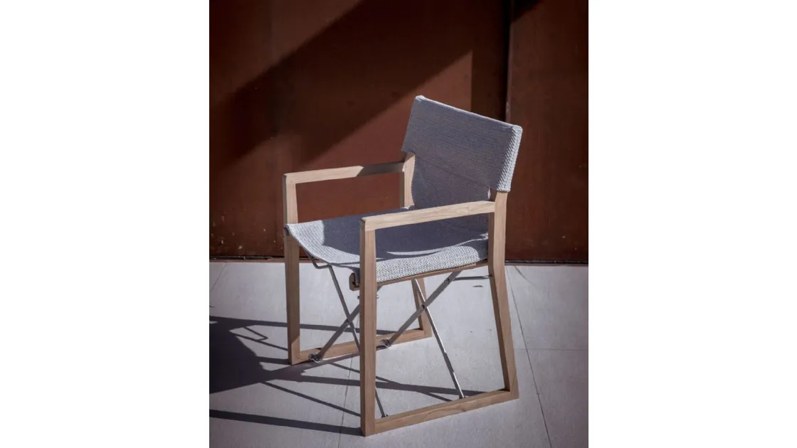 Cosette armchair in teak wood and polypropylene fabric by Unopiu.