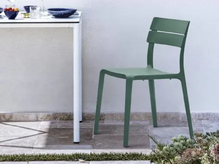 Stackable Rocket Green Outdoor chair by Bontempi