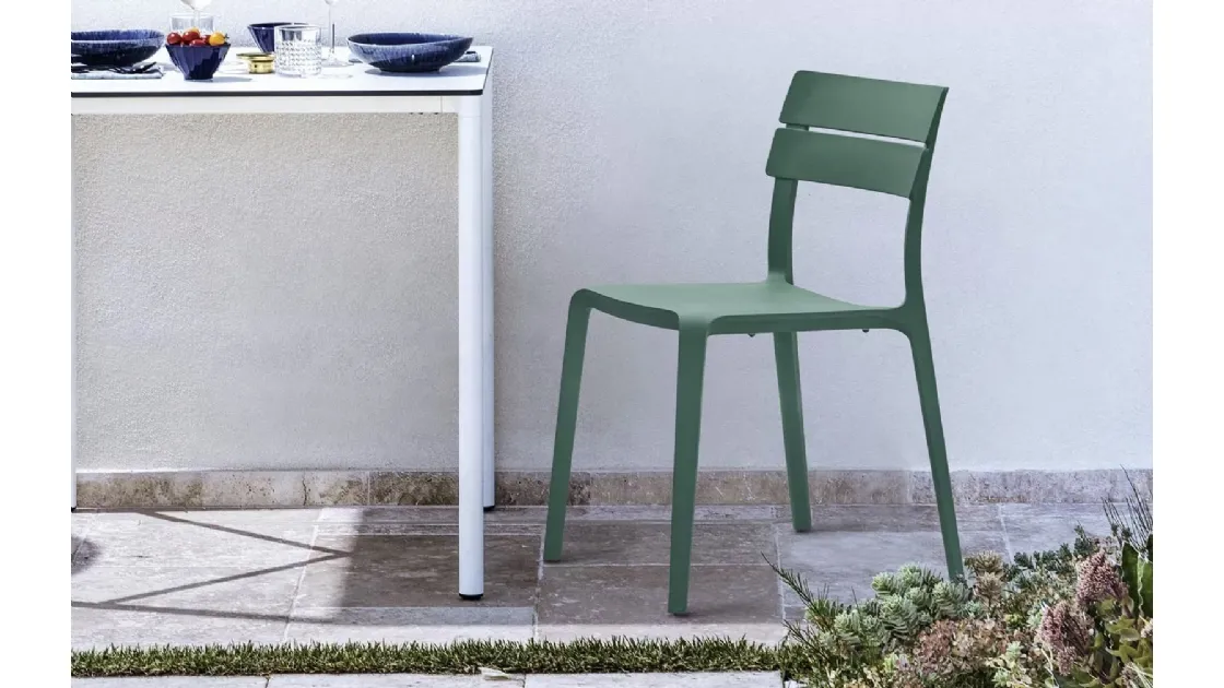 Stackable Rocket Green Outdoor chair by Bontempi