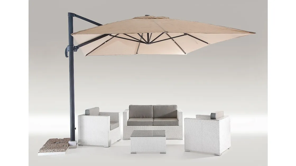 Directional umbrella Trieste in fabric with metal structure by Sedie Brianza.