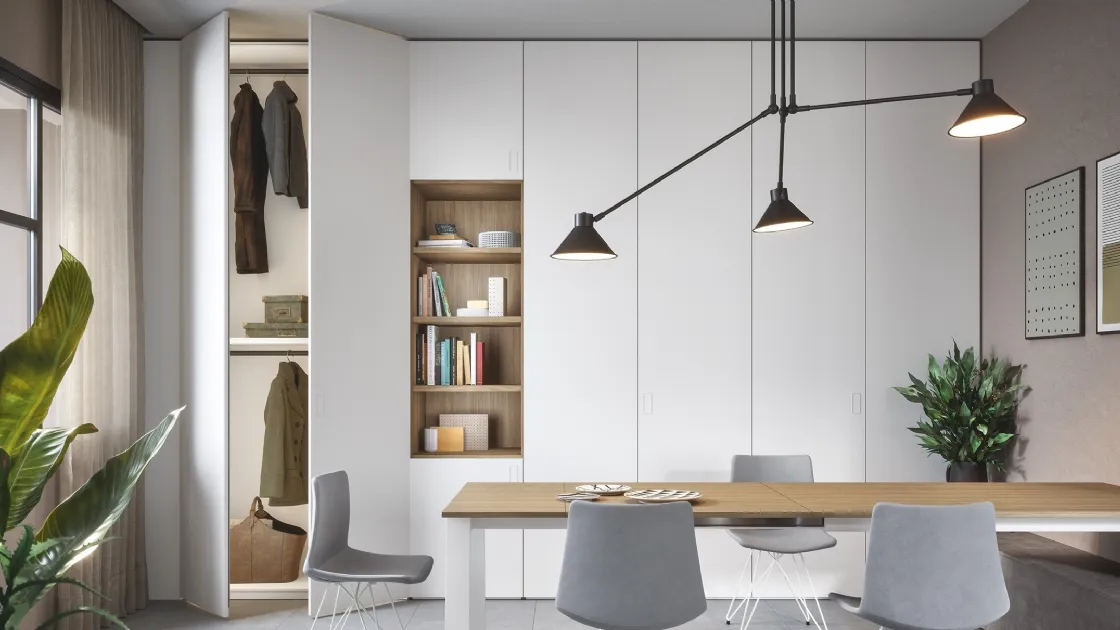 Wardrobe with 05B hinged doors in Melamine White Fifty3.